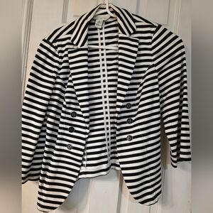 White House Black Market Black and White Striped Blazer
